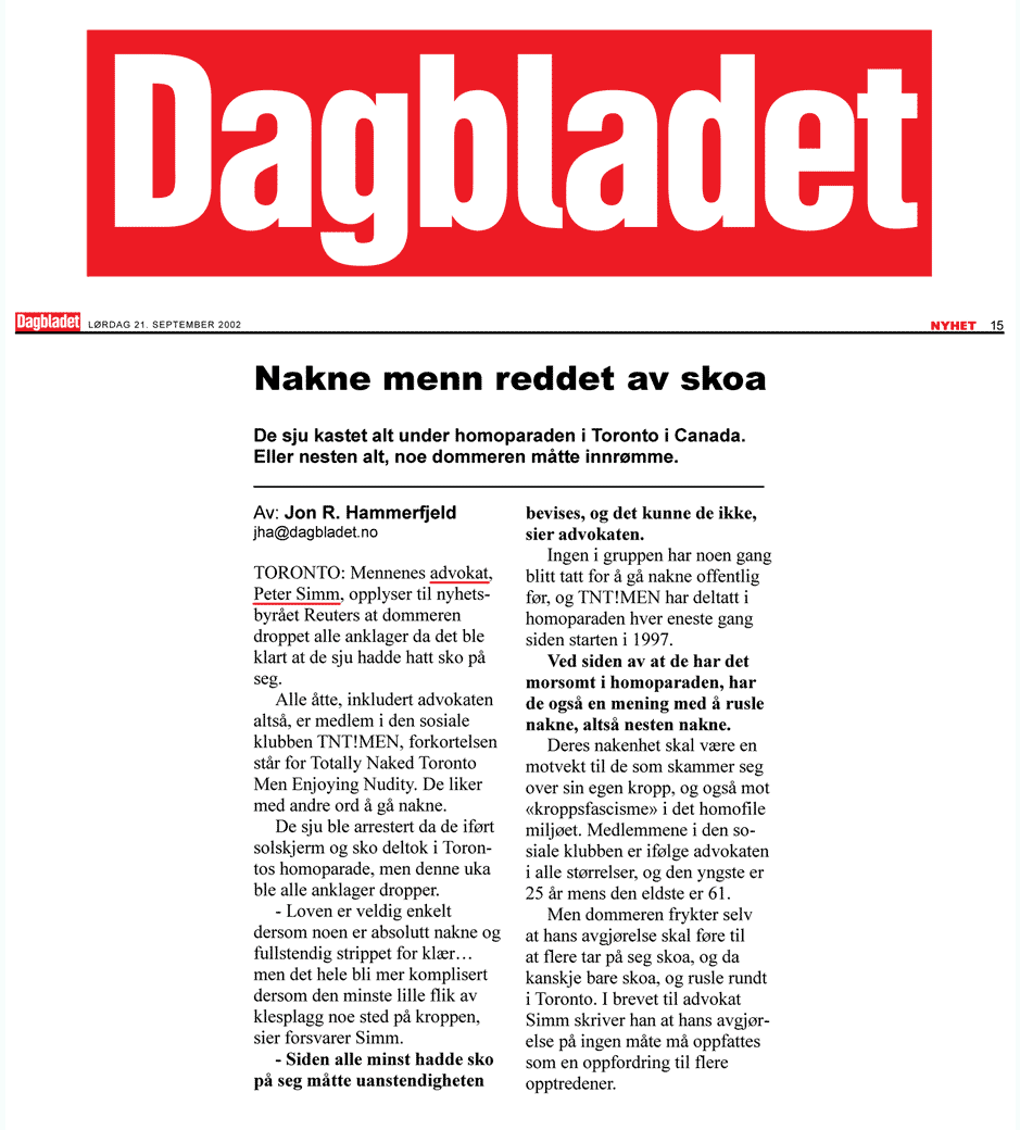 Dagbladet [Norway] 2002-09-21 - Simm convinces prosecutors to drop charges